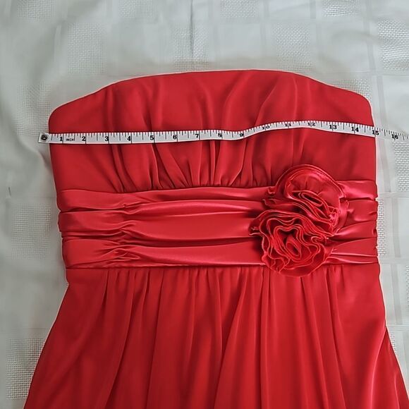 Jolie Strapless Fit & Flare Midi Dress With Rose Embellishment Size 10 Red - Picture 10 of 16